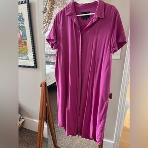 Wildfang Pink shirt dress with black piping size L